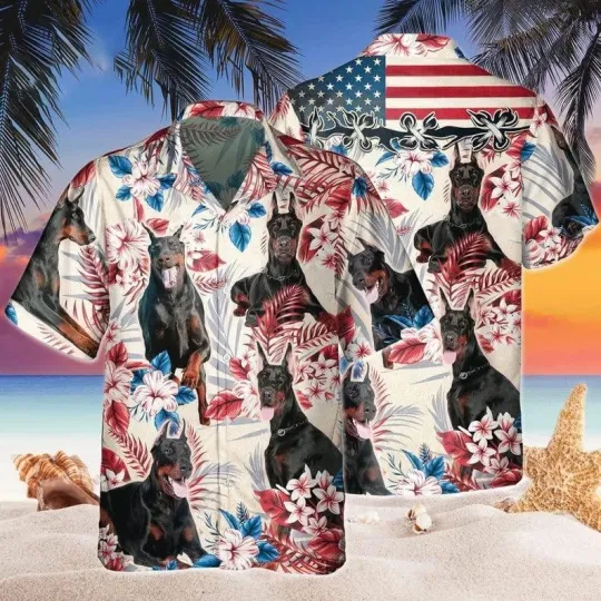 Discover Dobermann Aloha Hawaiian Shirts For Summer Dobermann Tropical Independence Day U