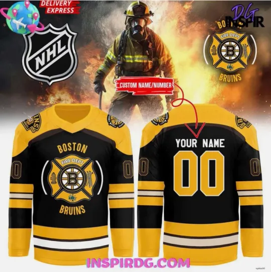 Discover Personalized Bruins Firefighter Appreciation Hockey Jersey Gift For Valentine