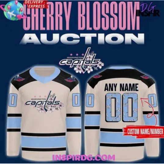 Discover Personalized Capitals Cherry Blossom 2025 Cream Hockey Jersey