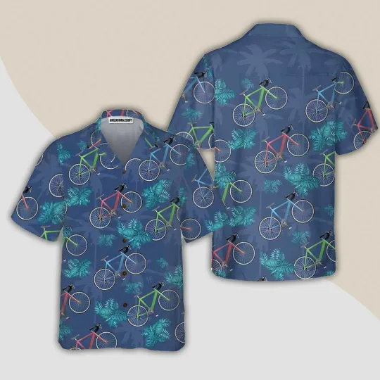 Discover Tropical Cycling Aloha Hawaiian Shirt For Summer Unique Cycling Drawing Hawaiian