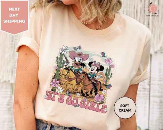 Disney Let's Go Girls Shirt, Minnie Tee, Minnie and Daisy Shirt, Retro Western Country,Disney Shirt, Disneyland Trip Gift