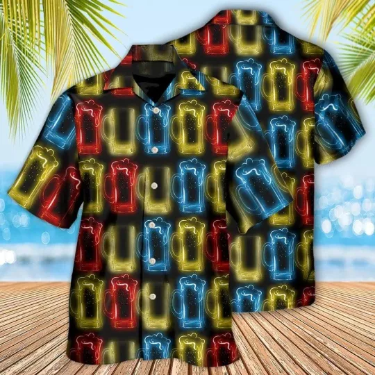 Discover Beer Hawaiian Shirt Beer Magic Water For Fun People Beer Neon Aloha Shirt For Me