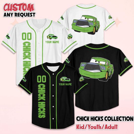 Discover Personalized Chick Hicks Baseball Jersey, Disney Cars Baseball Shirt, Matching Disney Trip Outfit, Disneyland Birthday Gift