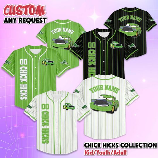 Discover Personalized Chick Hicks Baseball Jersey, Custom Disney Cars Baseball Shirt, Matching Disney Trip Outfit, Disneyland Birthday Gift