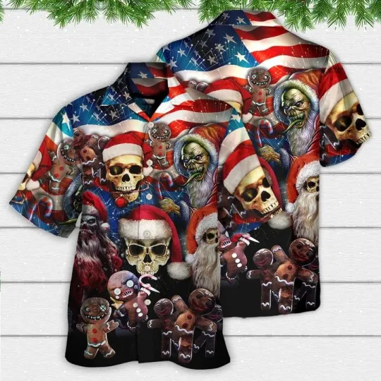 Discover Skull Aloha Hawaiian Shirt For Summer   Skull Xmas US Flag Horror Skeleton Hawai