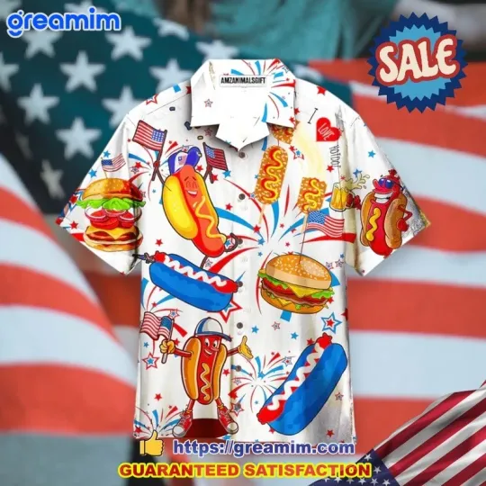 Discover Independence Day Fastfood And Fireworks Hawaiian Shirt