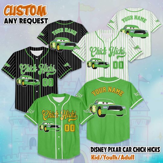 Discover Personalized Disney Pixar Car Chick Hicks Baseball Jersey, Custom Chick Hicks Jersey Shirt, Disney Cars Birthday Gift, Disney Trip 2025