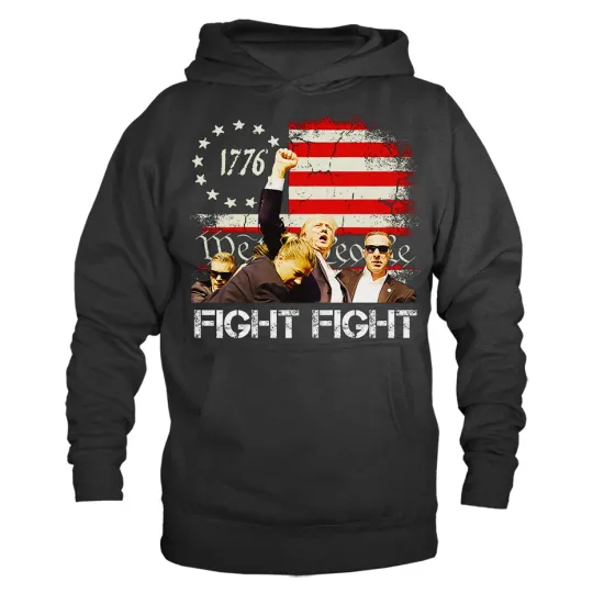 Discover Donald Trump Fight! Rally Shooting Trump 2024 Campaign Political Hoodie