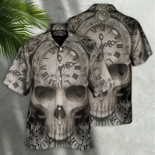 Discover Skull Aloha Hawaiian Shirt For Summer   Skull This Time Is Ending Hawaiian Shirt