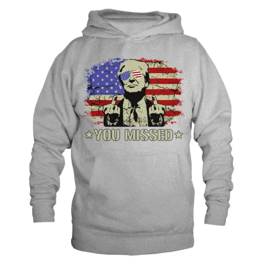 Discover Donald Trump 2024 Rally Shooting You Missed Middle Finger MAGA Political Hoodie