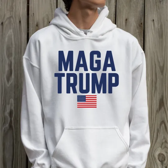 Discover MAGA Trump 2024 Hooded Sweatshirt Patriotic Gift Conservative Gift Custom Gift