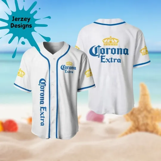 Corona Extra 3D Baseball Jersey Shirt for Men, Youth, and Kids