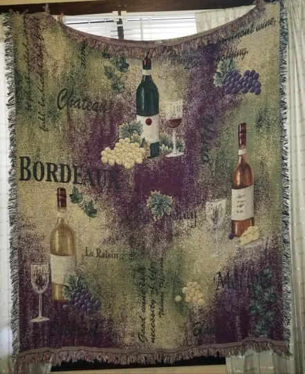 Discover Wine Grapes Woven Tapestry Afghan Blanket