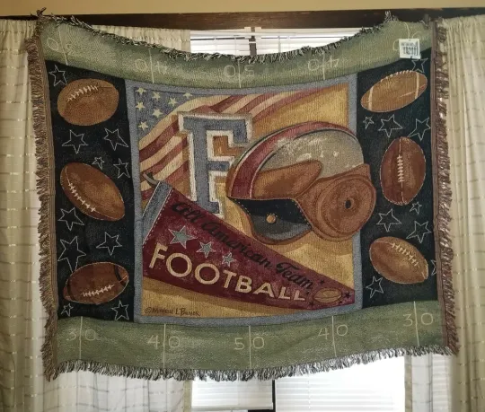 Discover Football Woven Tapestry Afghan Blanket
