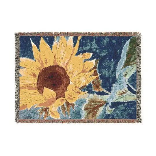 Discover Sunflower Watercolor Woven Blanket - Cozy Home Decor for Nature Lovers
