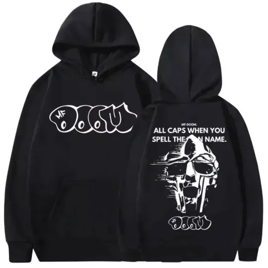 Discover MF Dooom RAPPER Black Double Sided Hoodie