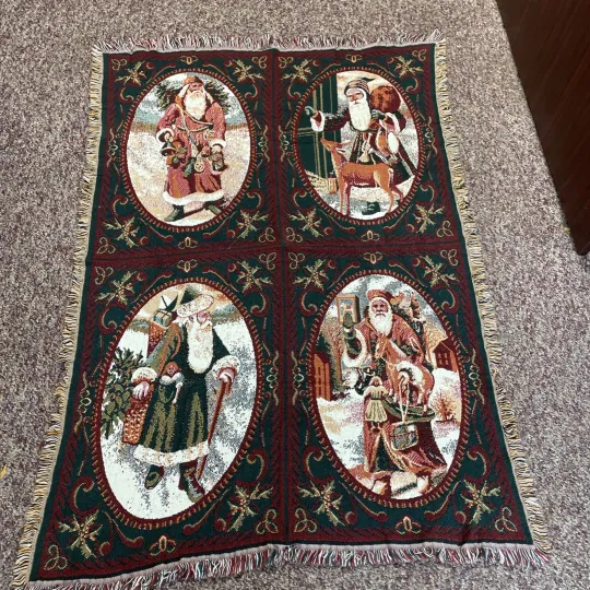 Discover VTG Goodwin Weavers Christmas Tapestry Throw Cotton Blanket SANTA 50X70