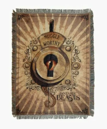 Discover Fantastic Beasts Muggle Worthy Woven Tapestry Throw Blanket 48" x 60"