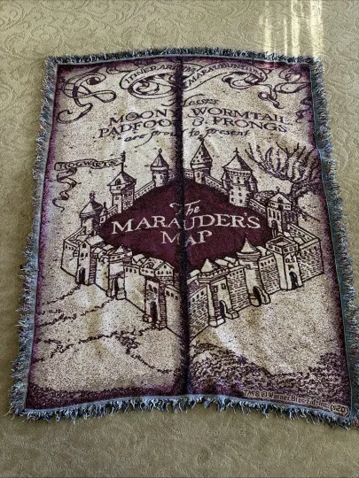 Harry Potter Throw Blanket Marauders Map Woven Tapestry Warner Brothers 48 x 60