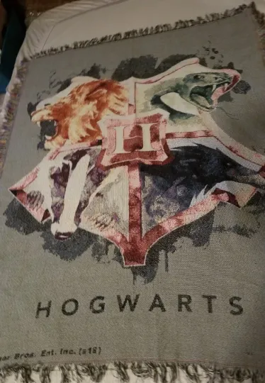 Harry Potter Tapestry Throw Blanket Woven Hogwarts Crest  59×45