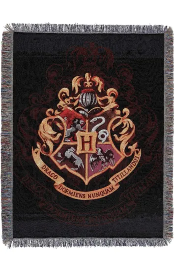 Harry Potter Throw Blanket Hogwarts Crest Banner Tapestry Woven Metallic Thread