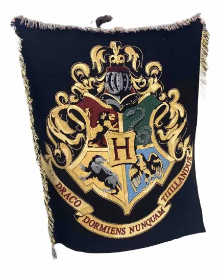 Wizarding World Harry Potter Hogwarts Tapestry Woven Blanket Wizard 60”x 48”