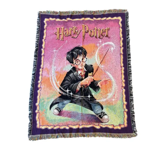 Harry Potter Cotton Crown Crafts Woven Tapestry Fringe Throw USA 42x56