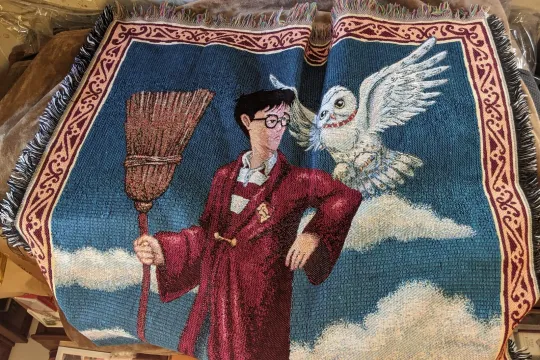 Vintage Harry Potter Hedwig Owl Woven Tapestry Throw Blanket Or Wall Hanging