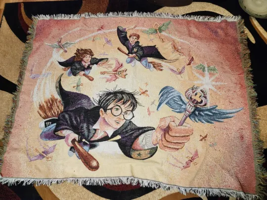 Discover ☆ ~Harry Potter The Key Tapestry Throw Blanket Woven  Vintage 2000 46" x 60"~ ☆