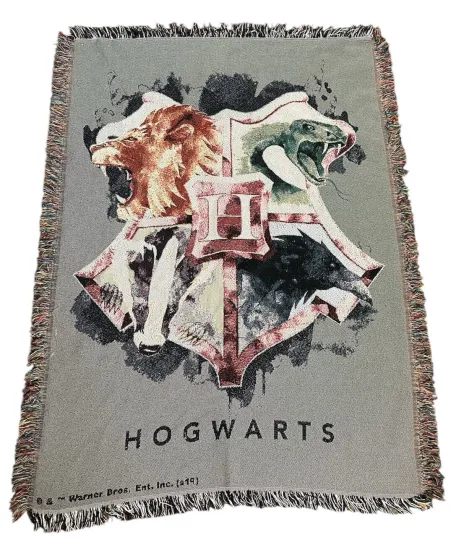 Harry Potter Hogwarts Crest Woven Tapestry Throw Blanket  62”x46”