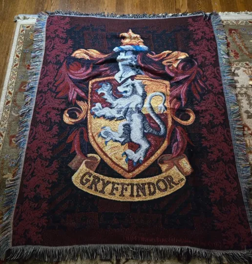 Harry Potter Gryffindor Woven Wall Tapestry Throw Blanket Fringe 44" x 54"
