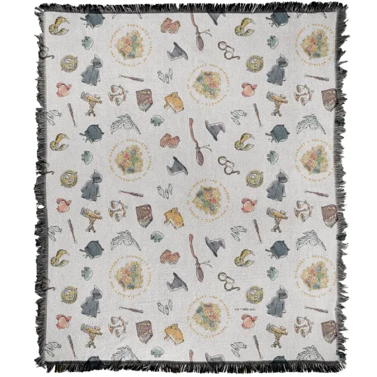 Discover Harry Potter Blanket, 50"x60" Whimsical Icons Woven Cotton Blend Throw