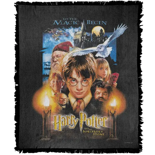 Discover Harry Potter Blanket, 50"x60" Movie Poster Woven Cotton Blend Throw