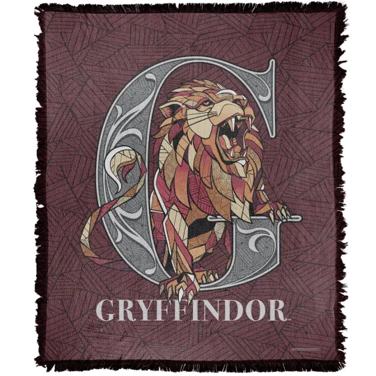 Harry Potter Blanket, 50"x60" Line Style Gryffindor Woven Blend Throw