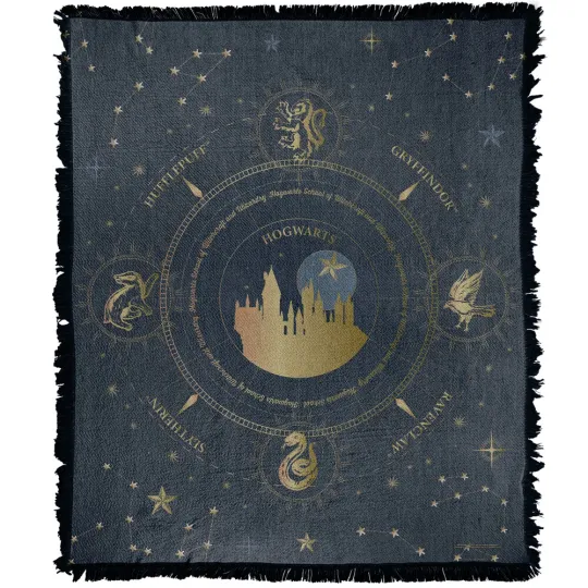 Discover Harry Potter Blanket 50"x60" House Crest Constellation Woven Cotton Blend Throw