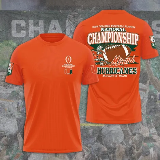 Miami Hurricane Football 2026 National Championship 3D T-Shirt