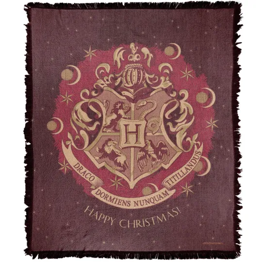 Discover Harry Potter Blanket, 50"x60" Seasonal House Crest Woven Cotton Blend Throw