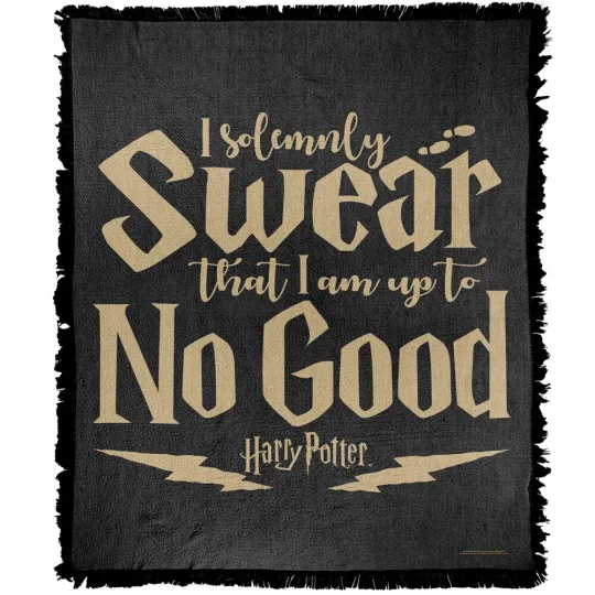 Discover Harry Potter Blanket, 50"x60" Swear I Am Up to No Good Woven Cotton Blend Throw