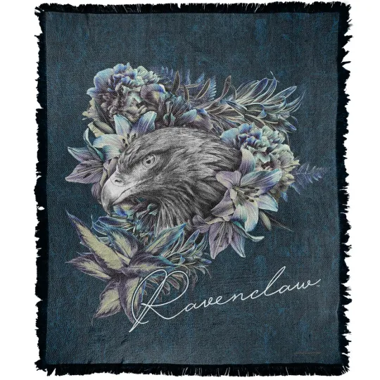 Harry Potter Blanket, 50"x60" Floral Lines Ravenclaw Woven Blend Throw
