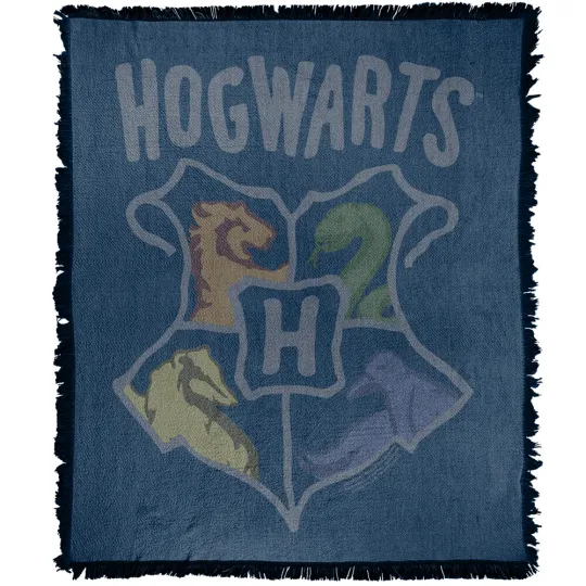 Harry Potter Blanket 50"x60" Hogwarts School Woven Blend Throw
