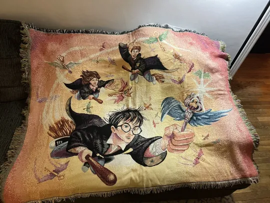 Harry Potter The Key Tapestry Throw Blanket Woven  Vintage 2000 46" x 60"