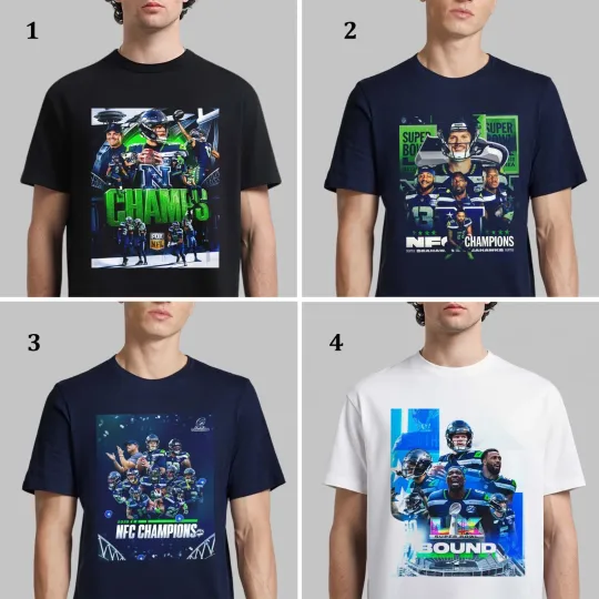 Discover Seattle Seahawks 2025 football Champions Super Bowl LX Bound T-Shirt