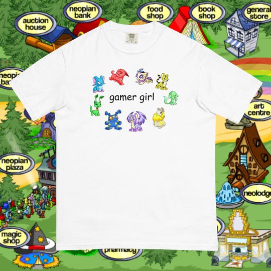 Neopets Gamer Girl T-Shirt, Neopets Merchandise and Apparel, Nostalgic Gamer Girl Shirt