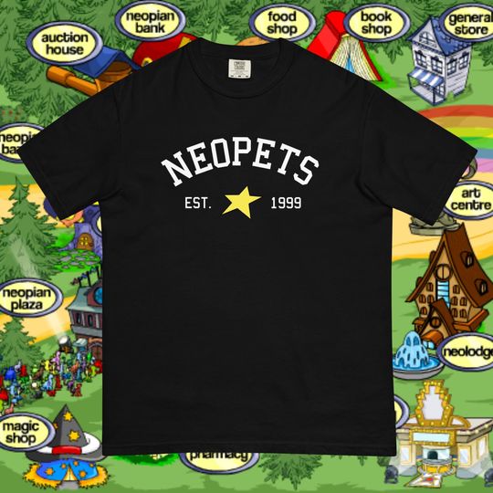 Neopets Est 1999 Vintage College Style T-Shirt, Neopets Merchandise, Graphic Tee for Nostalgic Gamers