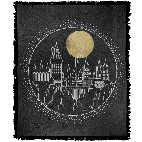 Harry Potter Blanket, 50"x60" Hogwarts Full Moon Woven Blend Throw