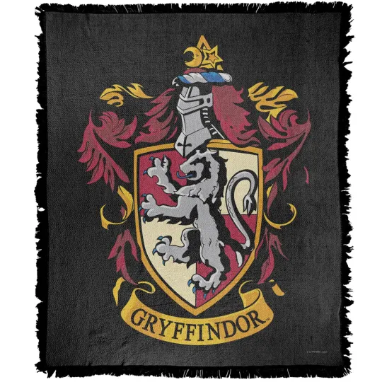 Harry Potter Blanket, 50"x60" Gryffindor Crest Woven Blend Throw