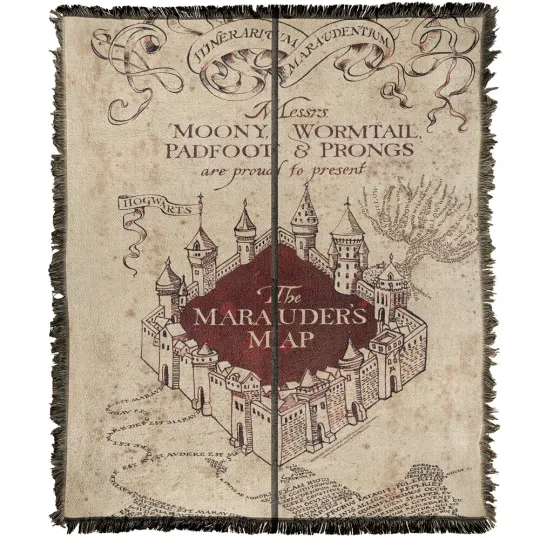 Harry Potter Blanket, 50"x60" Folded Map Woven Blend Throw