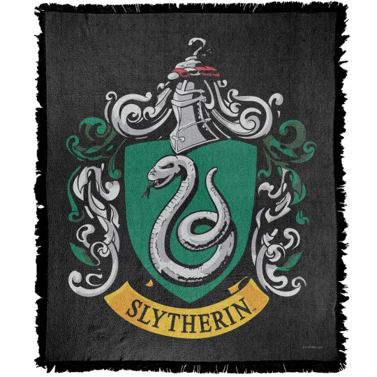 Harry Potter Blanket, 50"x60" Slytherin Crest Woven Blend Throw