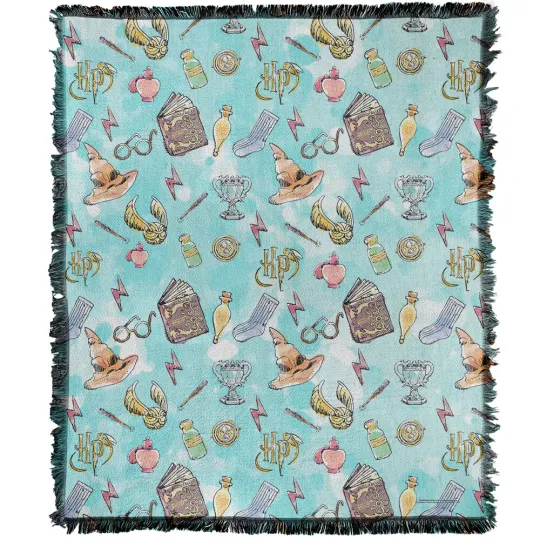 Discover Harry Potter Blanket, 50"x60" Water Color Pattern Woven Cotton Blend Throw