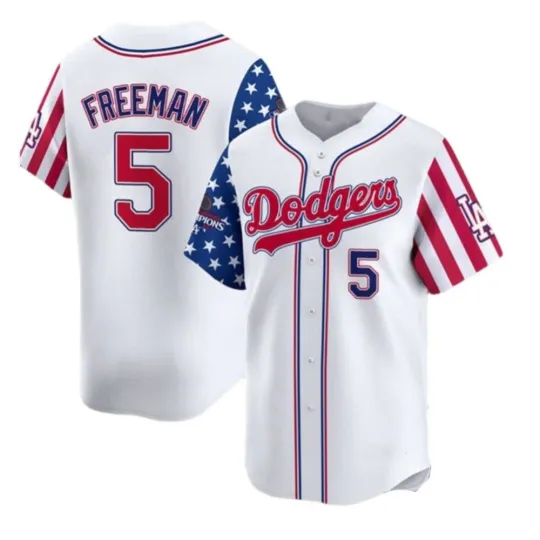 Discover Los Angeles Dodgers 2025 Custom 4th of July USA Flag Sleeve 3D Print Baseball Jersey